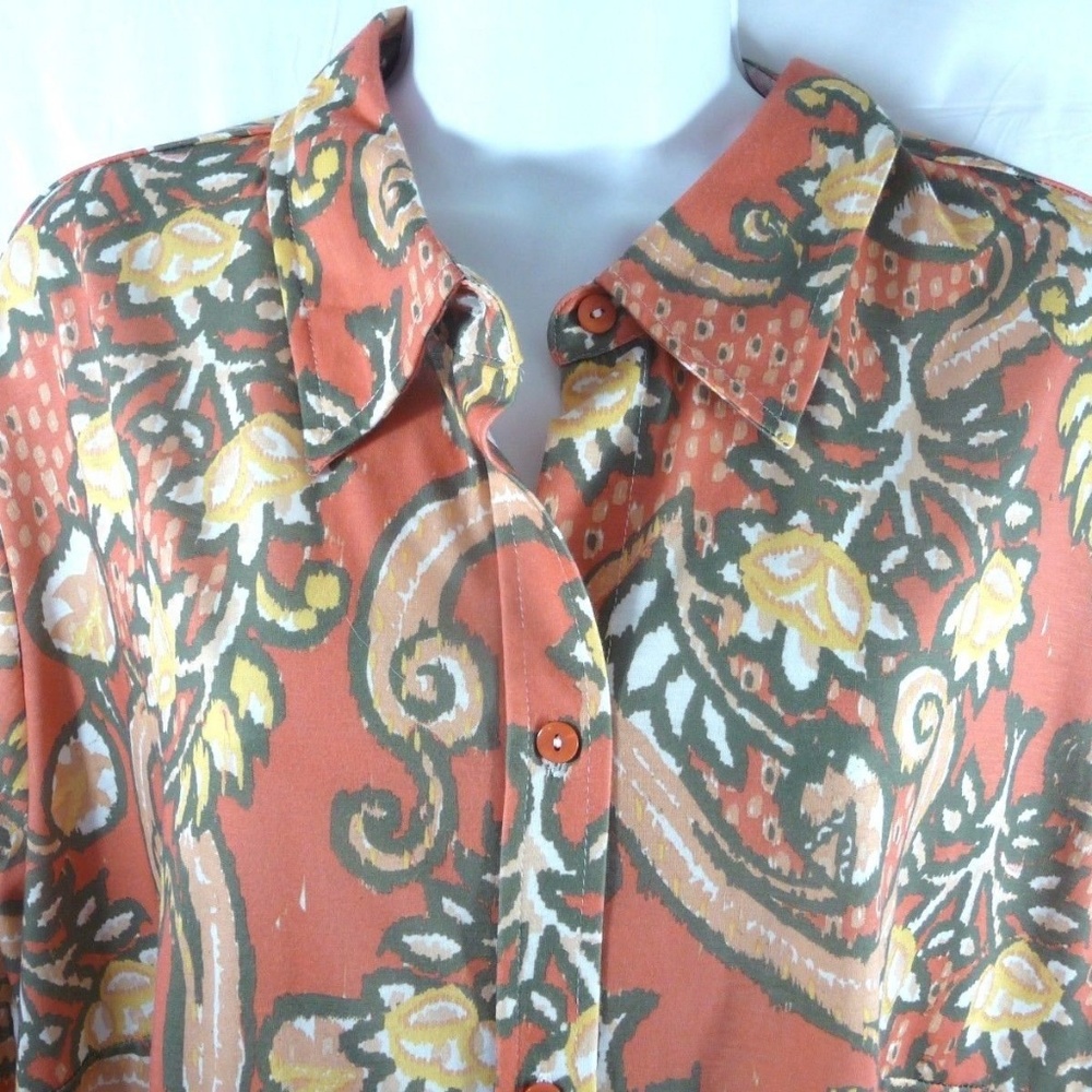 Allison Daley Blouse Shirt 20W Orange Yellow
